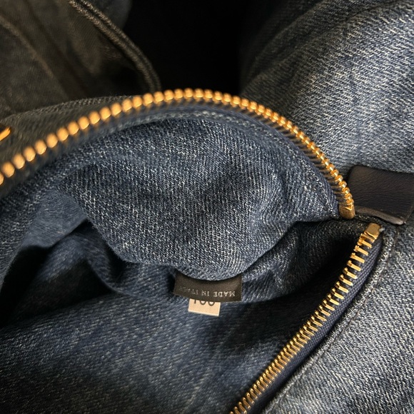 Auth PRADA Canapa Blue Denim Tote Bag gold hardware rolled handle 16”W 11”D 10”H - Picture 10 of 13